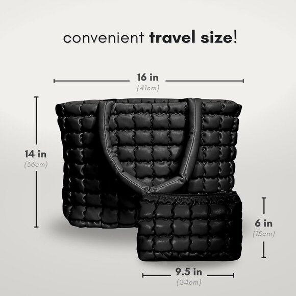 Stylish Quilted Puffer Tote Bag with Insert Pouch - Versatile Women's Accessory - Picture 6 of 7